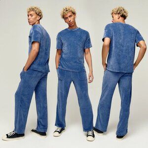 XS Gender Neutral Human Nation Velour Tracksuit, Blue